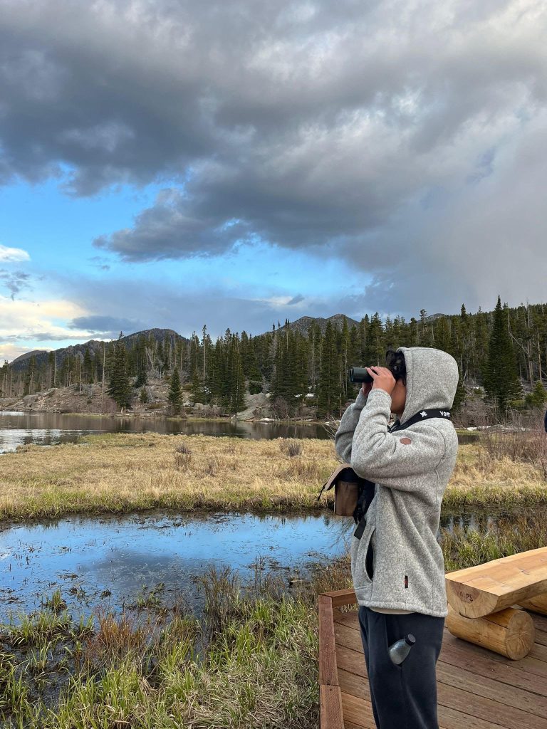 Looking through binoculars