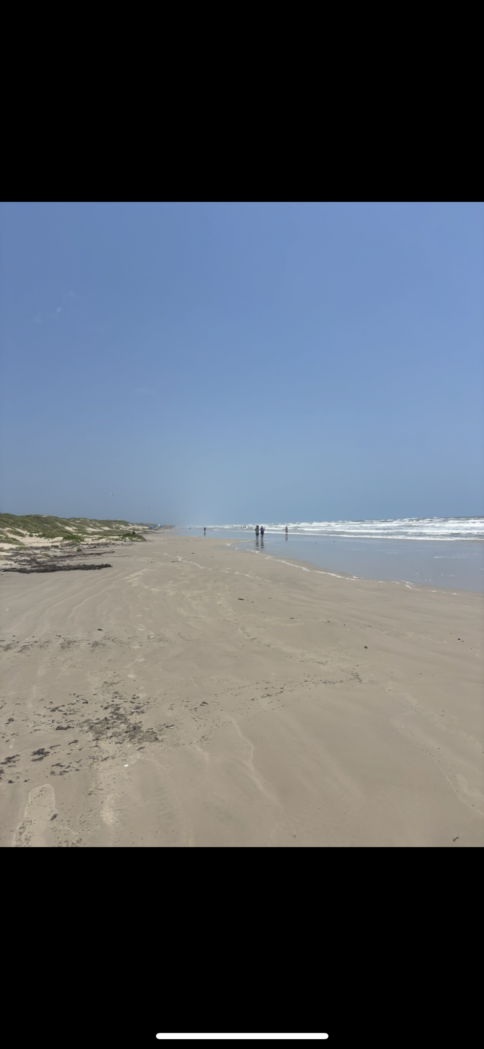 This is my first day on the beach and decided to take a photo. It shows the shoreline as well as the dunes and grassland on the left.