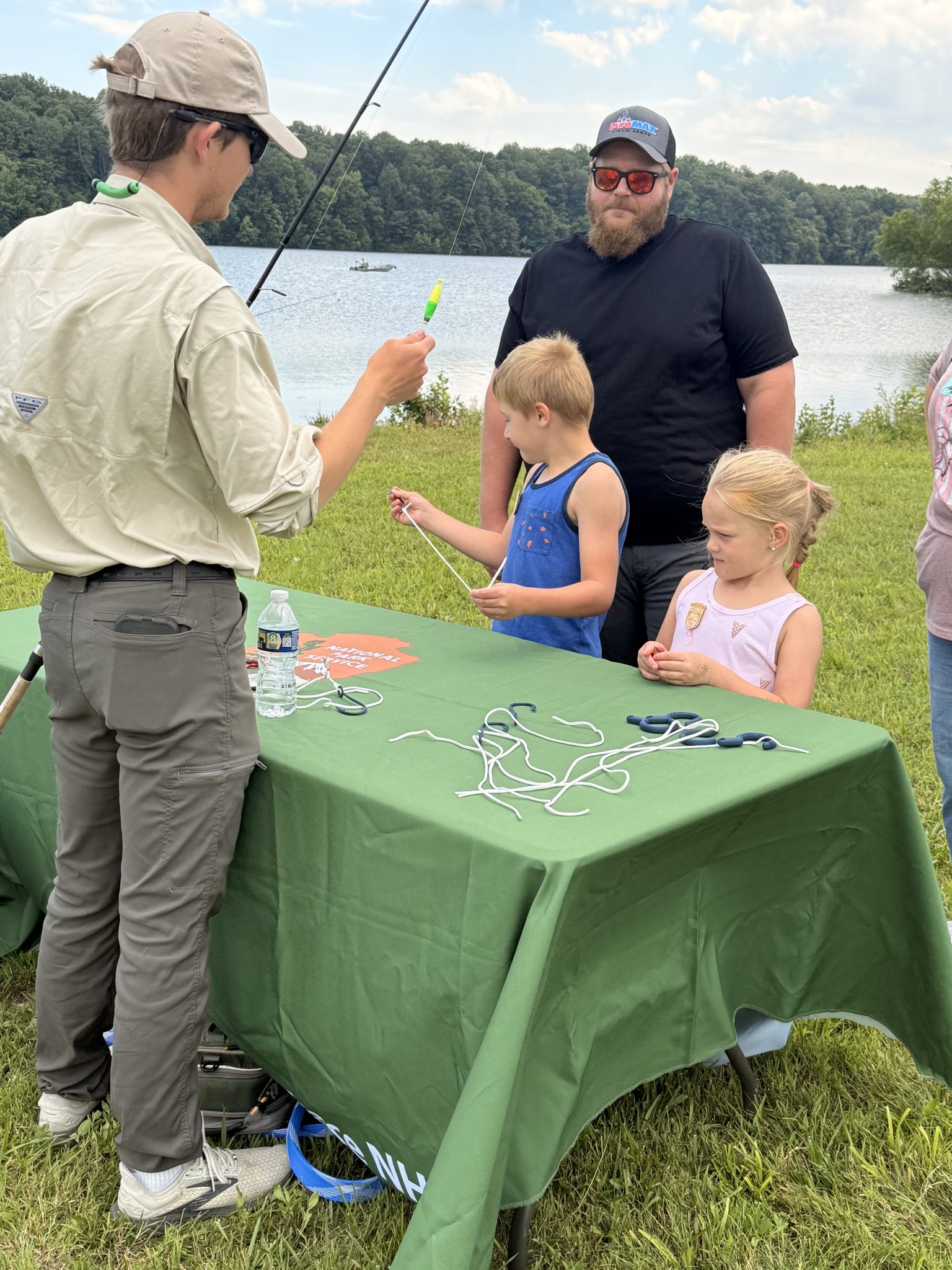 Nate teaching fish education at fishing clinic