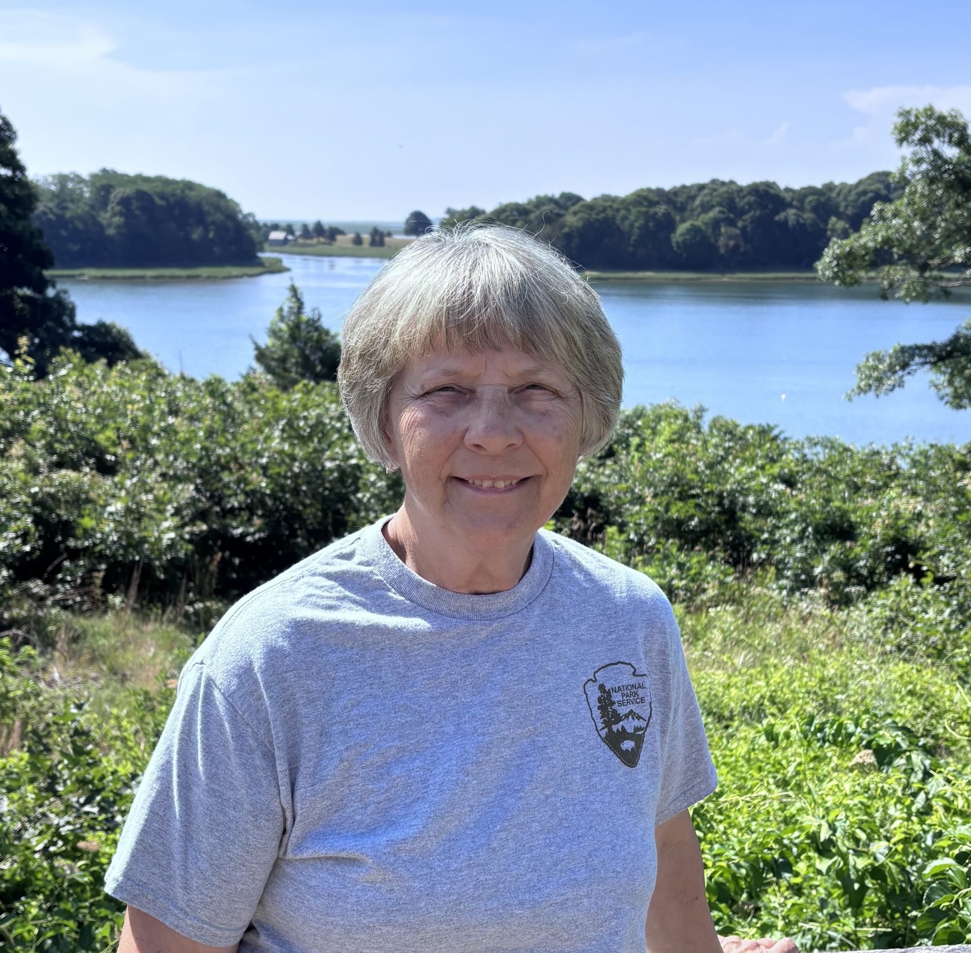 Valerie standing in front of Salt Pond.